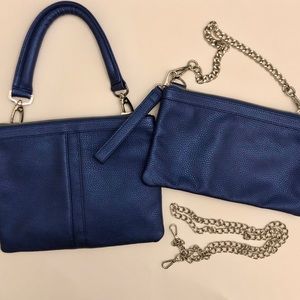 Nella Bella Blue Purse and Clutch Set with Changeable Straps